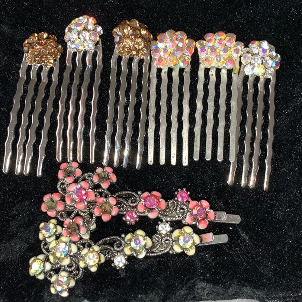 Crystal hair clips and hair combs
